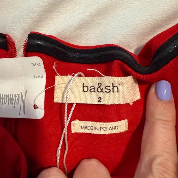 NWT BA&SH Red Mini Off The Shoulder Strapless Dress Size 2 Medium Womens Size 8 - Picture 5 of 6
